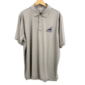 Draddy Sport Polo Mens XL White Dark Gray Striped Golf Shirt
